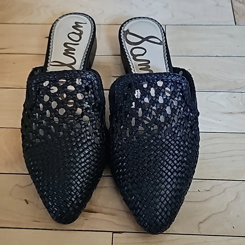 Sam Edelman clara black leather woven mules - Picture 2 of 7